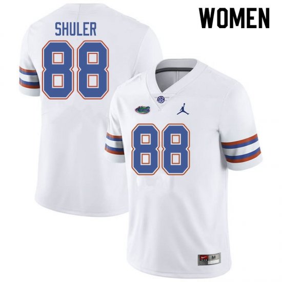 Women's Florida Gators #88 Adam Shuler NCAA Jordan Brand White Authentic Stitched College Football Jersey TQX3762LL